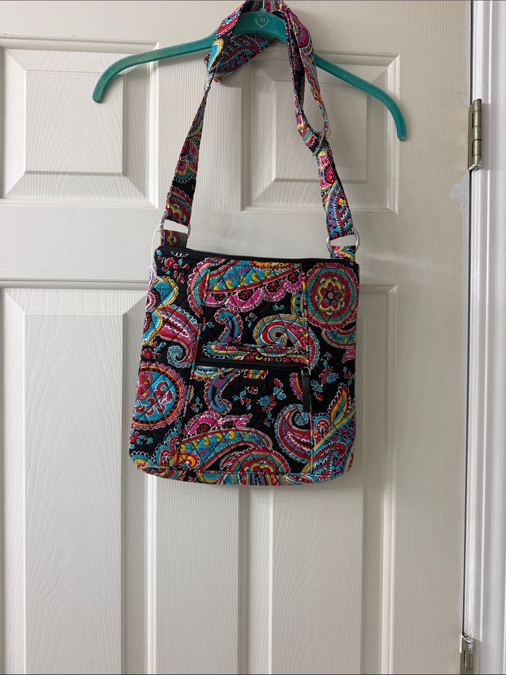 Vera Bradley Black Crossbody Bag with Bright Paisley Accents